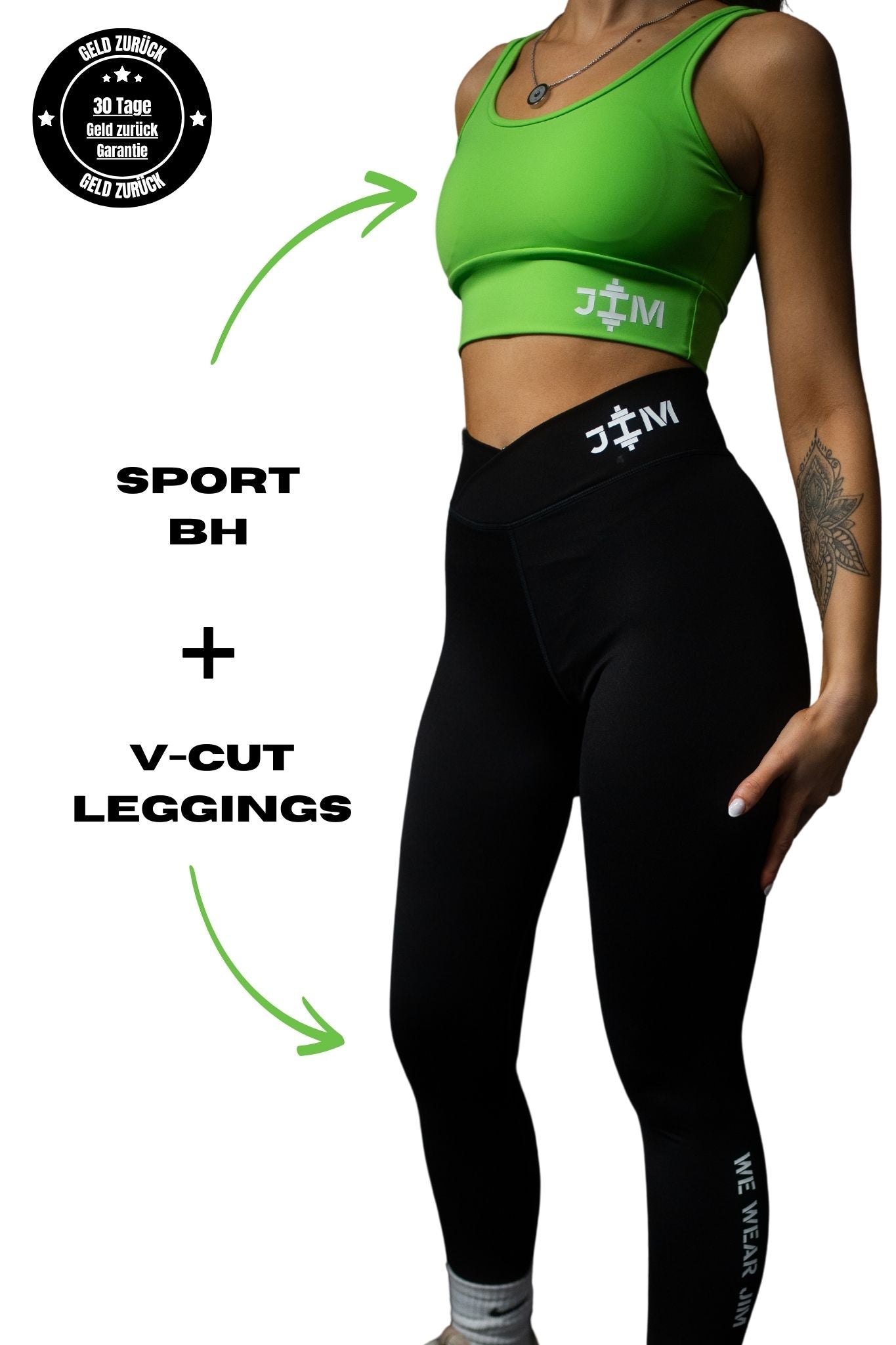 JIM Essentials Set Frauen - Sport BH + High Waiste V-Cut Leggings für maximalen Style und Komfort